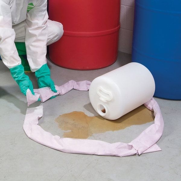 Pig Sorbents, 1 gal, 2 in x 48 in, Acids, Pink, Polypropylene - PIG309