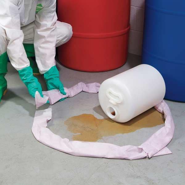 Pig Sorbents, 1 gal, 2 in x 48 in, Acids, Pink, Polypropylene - PIG309