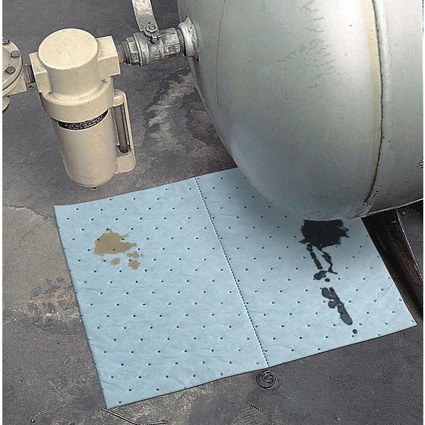 Spilltech Sorbents, 26 gal, 15 in x 19 in, Oil, Blue, Polypropylene - BPF100H