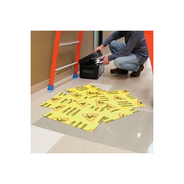 Spilltech SpillTech YPZ100M-BX Universal Medium Weight Caution Mat Pads, 19"W x 15"L, Yellow, 100/Pack - YPZ100M-BX