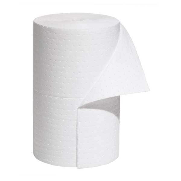 Pig Sorbents, 32 gal, 24 in x 150 ft, Oil, White, Polypropylene - MAT424