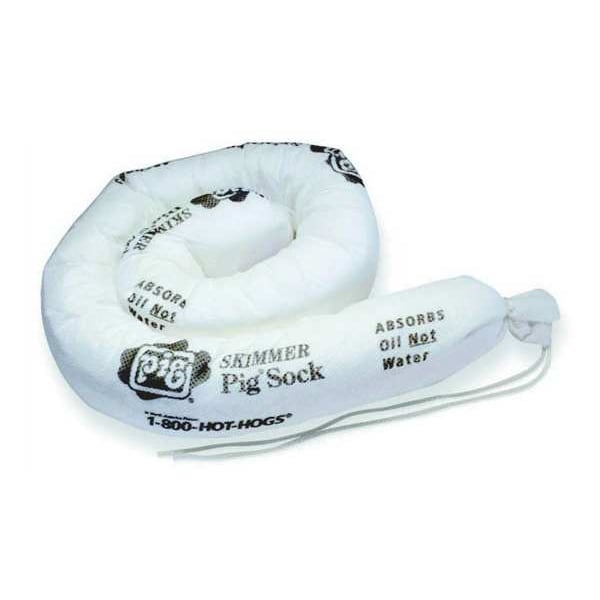Pig Sorbents, 10 gal, 3 in x 48 in, Oil, White, Polypropylene - 104PS