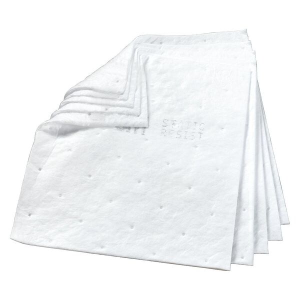 3M Sorbents, 37 gal, 17 in x 19 in, Oil, White, Polyester, Polypropylene, Synthetic Fibers - HP-556