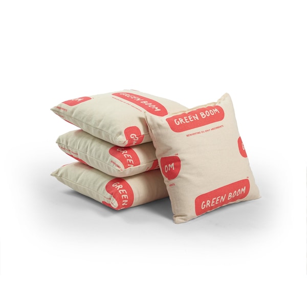 Green Boom Oil-Only Pillow, 5 gal, 10 in x 10 in, White, 100% Biomass, 10 PK - P1010S