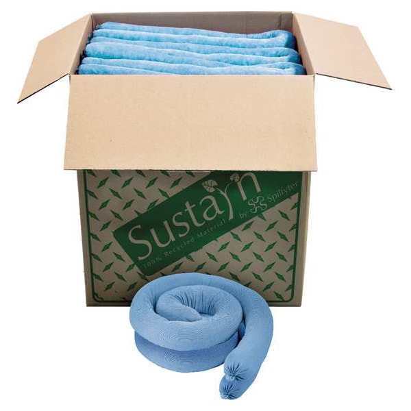 Sustayn By Spilfyter Sorbents, 44 gal, 3 in x 48 in, Oil, Blue, Polypropylene - M-34