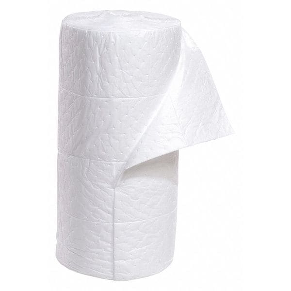 Spilltech Sorbents, 39 gal, 30 in x 150 ft, Oil, White, Polypropylene - WRF150M