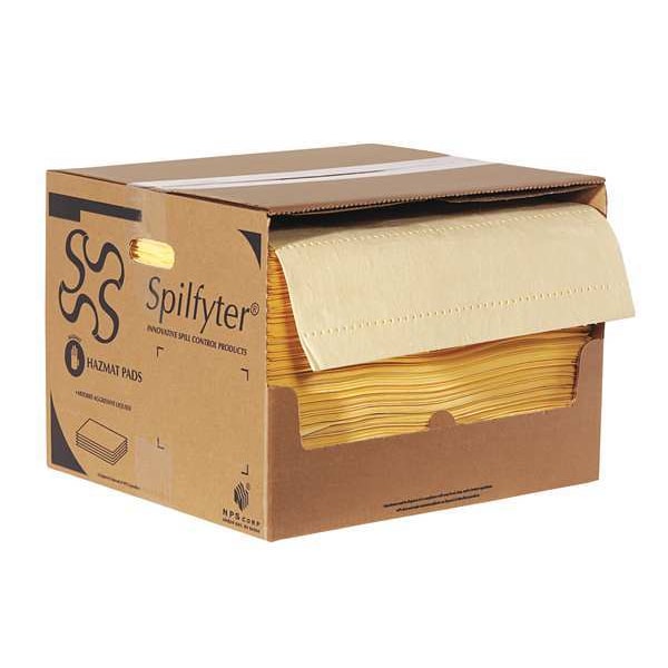 Spilfyter Sorbents, 44 gal, 16 in x 18 in, Harsh Chemicals, Yellow, Polypropylene - S2-70