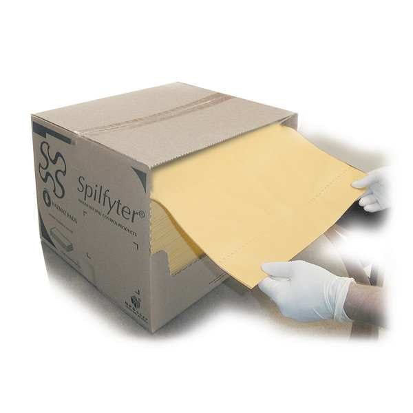 Spilfyter Sorbents, 44 gal, 16 in x 18 in, Harsh Chemicals, Yellow, Polypropylene - S2-70
