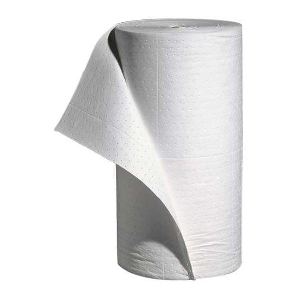 Pig Sorbents, 40 gal, 30 in x 300 ft, Oil, White, Polypropylene - MAT418