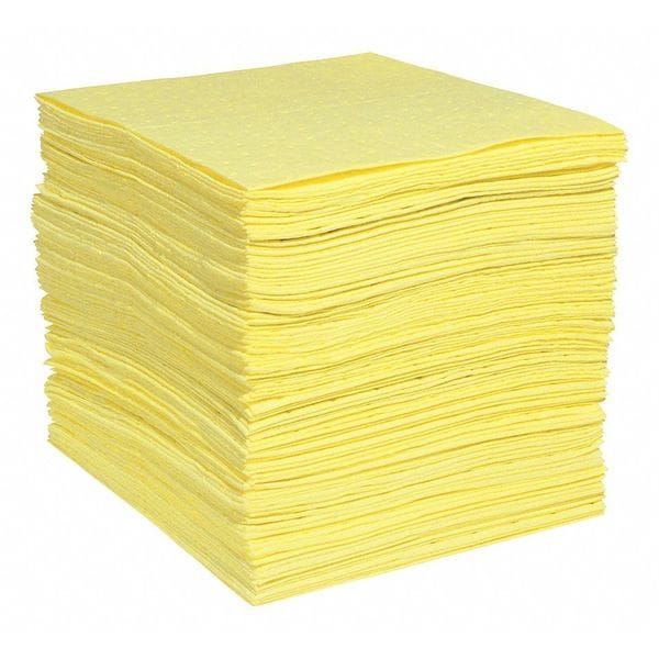 Spilltech Sorbents, 26 gal, 15 in x 19 in, Harsh Chemicals, Yellow, Polypropylene - YPF100H