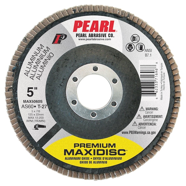 Disco Maxidisc de Línea Plateada Pearl para Aluminio 5 pulgadas x 7/8 pulgadas A60 T-27 - MAX5060S