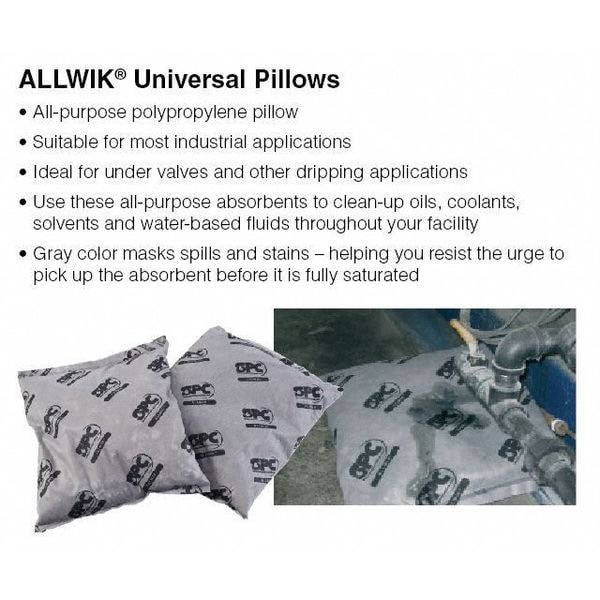Brady Sorbents, 28 gal, 18 in x 18 in, Universal, Gray, Polypropylene - AW1818