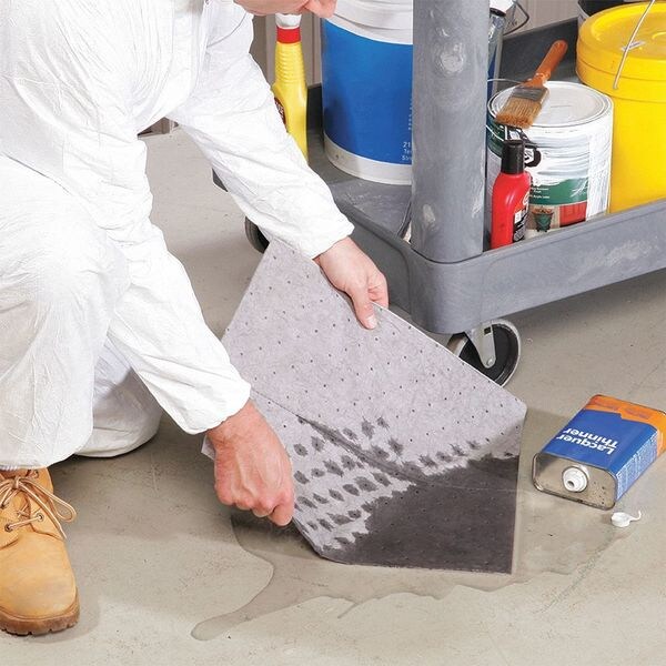 Spilltech Sorbents, 25 gal, 15 in x 19 in, Universal, Gray, Polypropylene - GPD200S