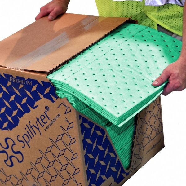 Spilfyter Sorbents, 38 gal, 16 in x 18 in, Universal, Green, Polypropylene - G-70
