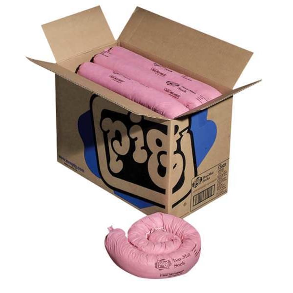 Pig Sorbents, 9 gal, 3 in x 42 in, Acids, Bases, Unknowns, Pink, Polypropylene - 124CR