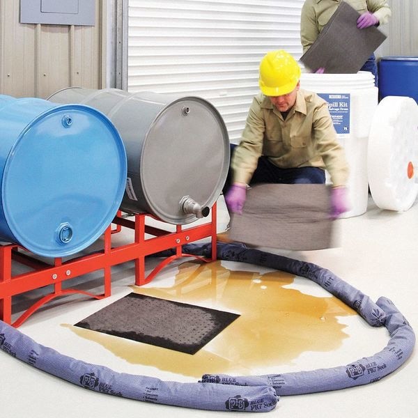 Pig Sorbents, 22 gal, 15 in x 20 in, Universal, Gray, Polypropylene - MAT240