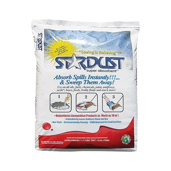 Stardust Spill Products Sorbents, 8 gal, 1.5 cu ft, Universal, White - D15CF