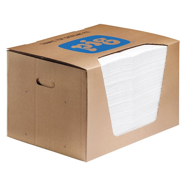 Pig Sorbents, 22 gal, 15 in x 20 in, Oil, White, Polypropylene - MAT440