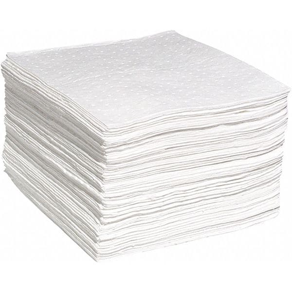 Spilltech Absorbent Pad, 15 in W x 19 in L, Absorbs 31 gal. per Pkg, Oil, White, 200 Pack - WPB200S