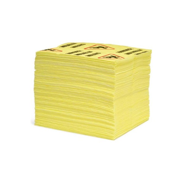 Spilltech SpillTech YPZ200S-BX Universal Light Weight Caution Mat Pads, 19"W x 15"L, Yellow, 200/Pack - YPZ200S-BX