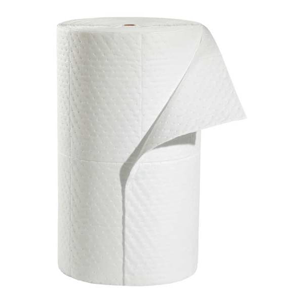 Pig Sorbents, 40 gal, 32 in x 150 ft, Oil, White, Polypropylene - MAT4107
