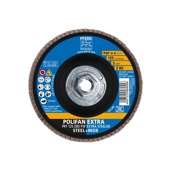 Disco de láminas POLIFAN® - Z PSF EXTRA STEELOX, Zirconia, 80 granos, plano - 60496