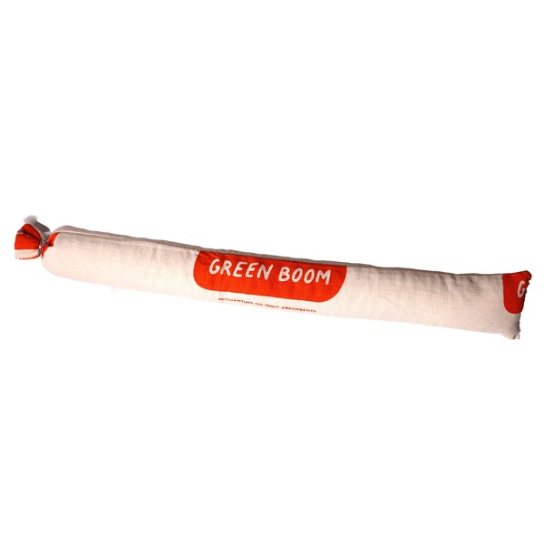Green Boom Sorbent Sock, 6 gal, Oils, Water, White - S0324S
