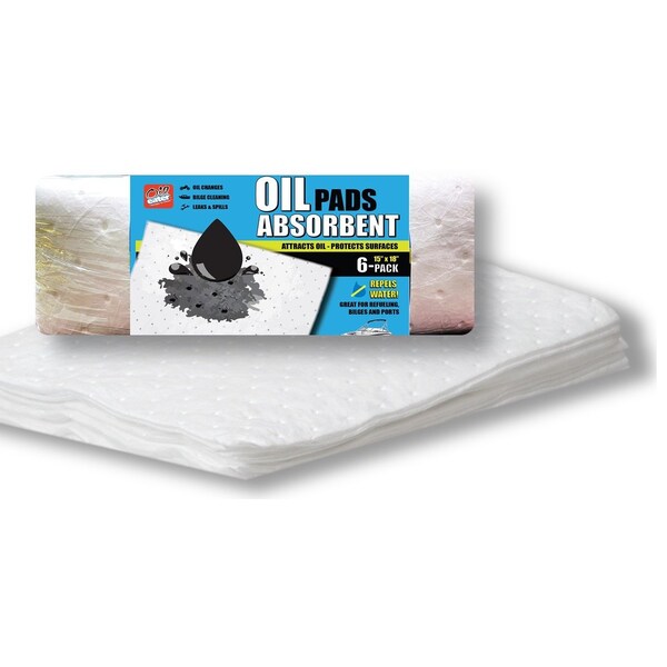 Oil Eater Oil Only Absorbent Pad, PK6, 15 x 18 in - AOA-BPH006-WHITE