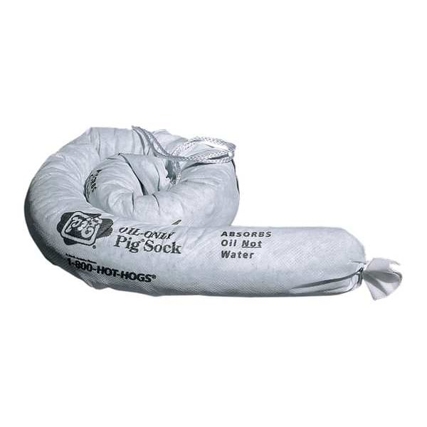 Pig Sorbents, 12 gal, 3 in x 48 in, Oil, White, Cellulose - SKM210