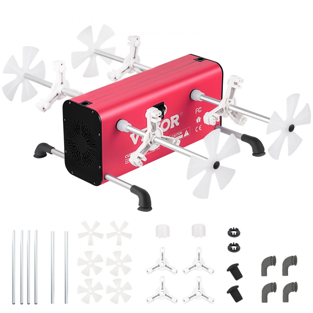 VEVOR 4 Cup Turner, 2 Speeds Multiple Tumbler Spinner Rotator Machine Kit with 4 Removable and Adjustable Arms, Mute Motor, Aluminum Alloy Frame, 4 Independent Switches for DIY Glitter Crafts(Red) - ZBJHSMC4110V5G4IKV1