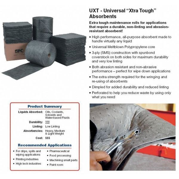 Brady Sorbents, 19 gal, 15 in x 19 in, Universal, Gray, Polypropylene - UXT100