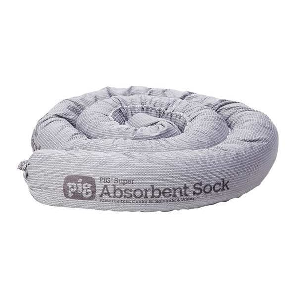Pig Sorbents, 24 gal, 3 1/4 in x 7 ft, Universal, Gray, Polypropylene - PIG214