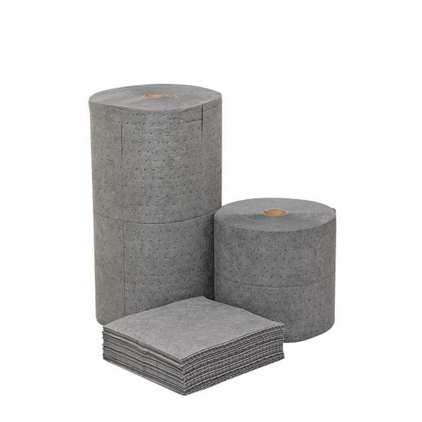 Spilfyter Sorbents, 50 gal, 16 in x 150 ft, Universal, Gray, Polypropylene - GFF-98BX