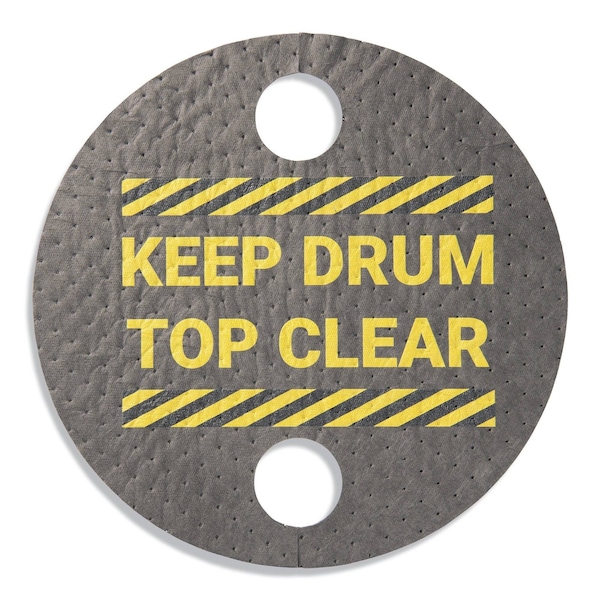 Pig Absorbent Barrel Top Safety Message Mat w Poly Backing Keep Drum Top Clear, 25PK - SGN1215