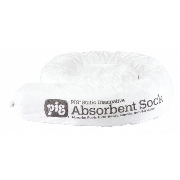 Pig Sorbents, 12 gal, 3 in x 48 in, Oil, White, Polypropylene - SKM700