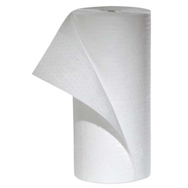 Pig Sorbents, 32 gal, 30 in x 150 ft, Oil, White, Polypropylene - MAT458