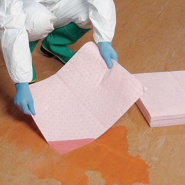 Pig Sorbents, 22 gal, 15 in x 20 in, Universal, Pink, Polypropylene - MAT301