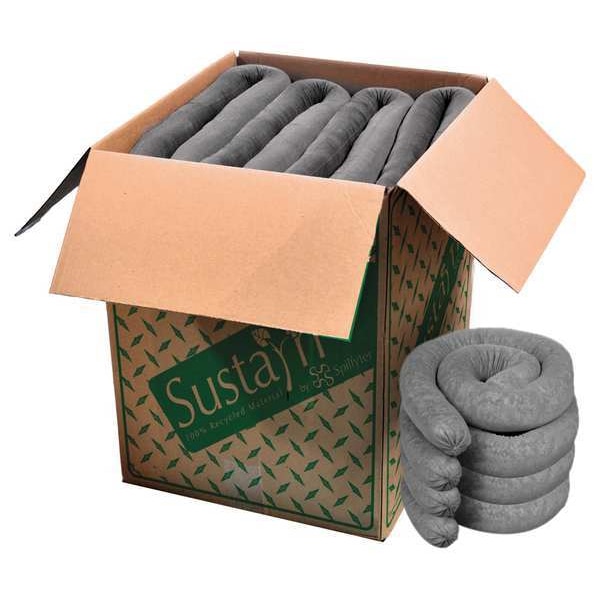Sustayn By Spilfyter Sorbents, 44 gal, 3 in x 48 in, Universal, Gray, Polypropylene - G-34