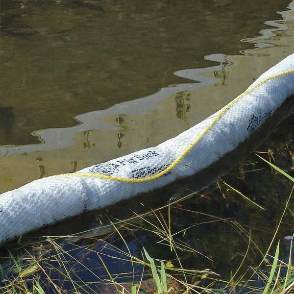 Pig Sorbents, 16 gal, 3 in x 10 ft, Oil, White, Polypropylene - BOM406