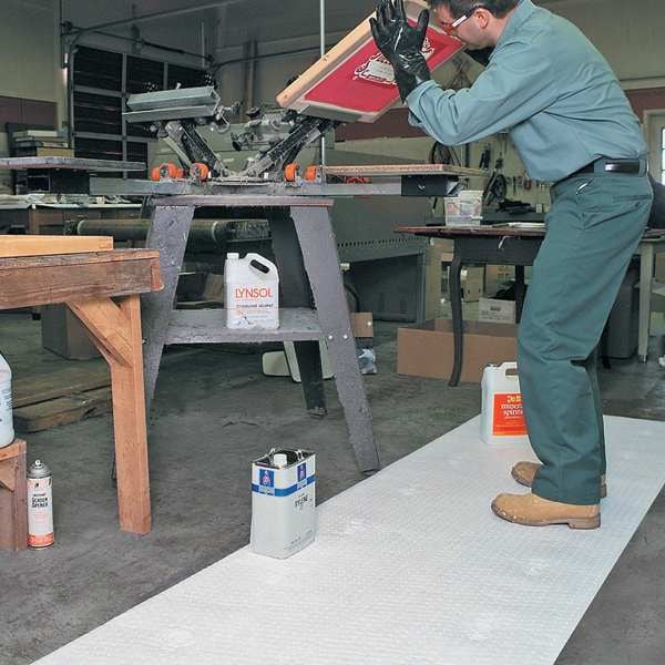 Pig Sorbents, 40 gal, 30 in x 150 ft, Oil, White, Polypropylene - MAT401