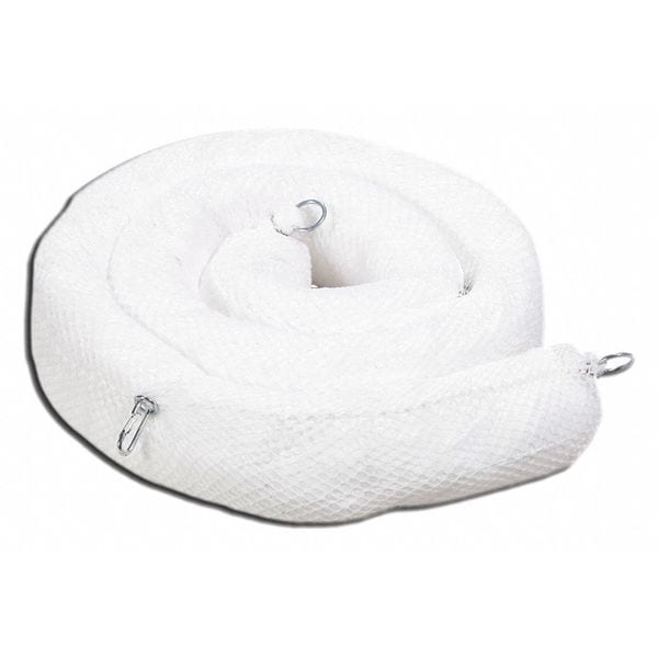 Spilltech Sorbents, 30 gal, 5 in x 10 ft, Oil, White, Polyester - WB510SN
