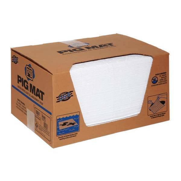 Pig Sorbents, 17 gal, 15 in x 20 in, Oil, White, Polypropylene - 26300