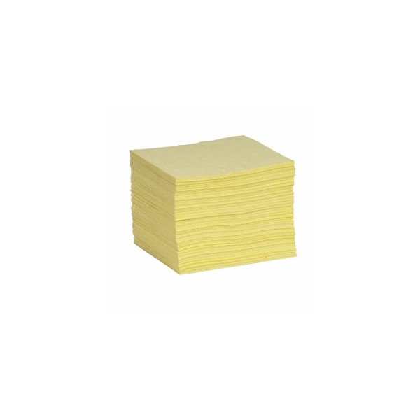 Spilltech Sorbents, 18 gal, 10 in x 14 in, Harsh Chemicals, Yellow, Polypropylene - YPF1014H