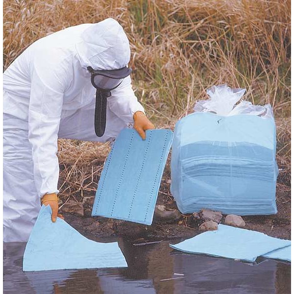Spilfyter Sorbents, 36 gal, 16 in x 18 in, Oil, Blue, Polypropylene - M-70