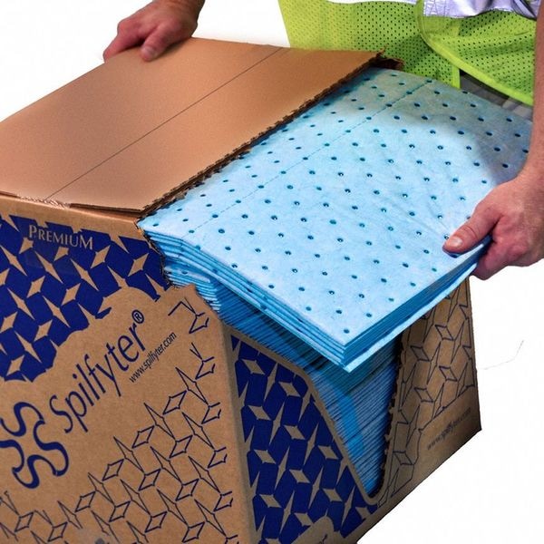 Spilfyter Sorbents, 36 gal, 16 in x 18 in, Oil, Blue, Polypropylene - M-70