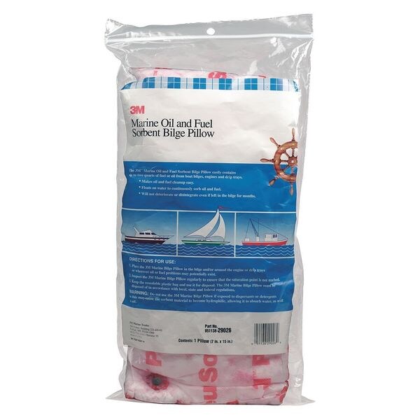 3M Sorbents, 12 gal, 7 in x 15 in, Oil, White, Polyester, Polypropylene - 29026