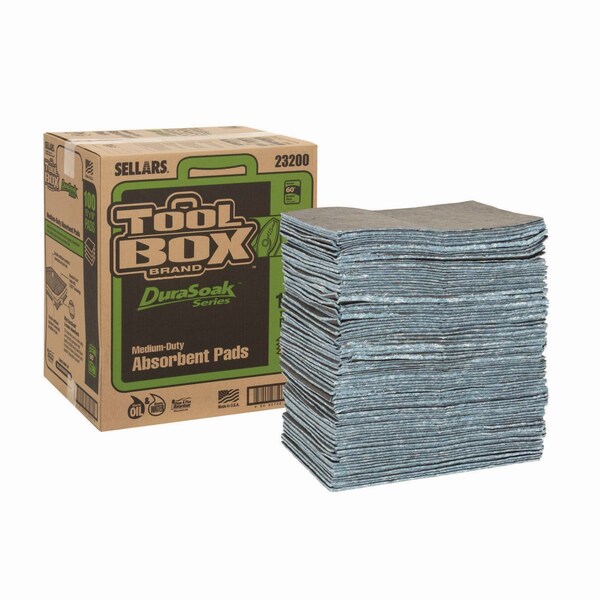 Toolbox DuraSoak Universal Sorbents Medium Duty Pad, 0.26 gal, 15 x 19, 100PK - 23200