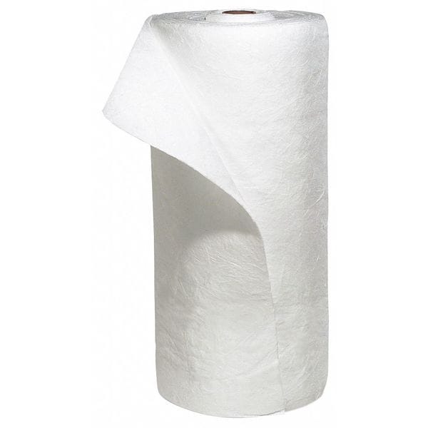 Spilltech Sorbents, 63 gal, 30 in x 150 ft, Oil, White, Polypropylene - WRX150H