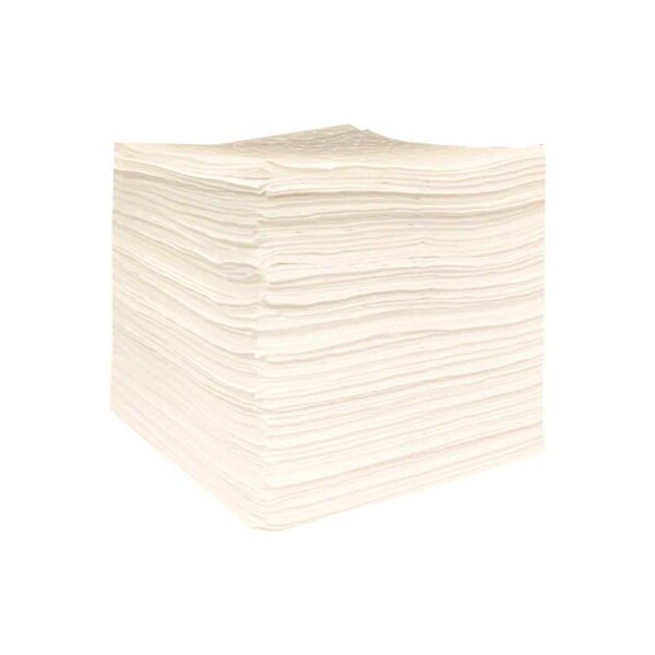 Evolution Sorbent Products Global Industrial Oil Only Sorbent Pads Heavyweight 15inW x 18inL White 100/Pack - 670636