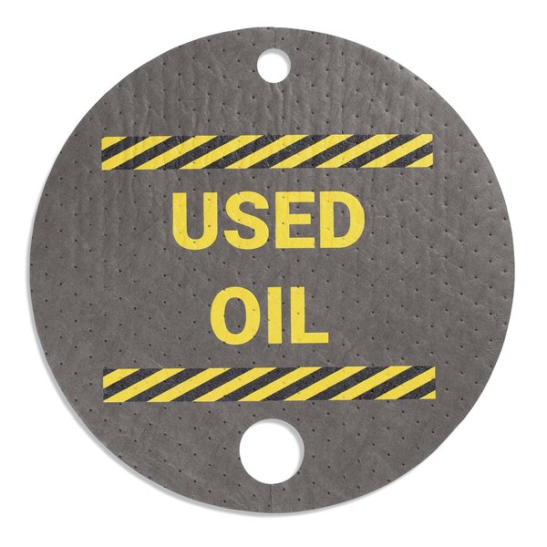 Pig Absorbent Barrel Top Safety Message Mat with Poly Backing, Used Oil, 25PK - SGN1203